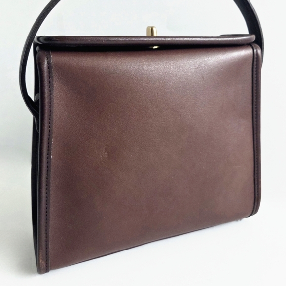 Coach Vintage 1997 Geometric Top Turnlock Bag In Mahogany Glove-Tanned Cowhide - Picture 15 of 16